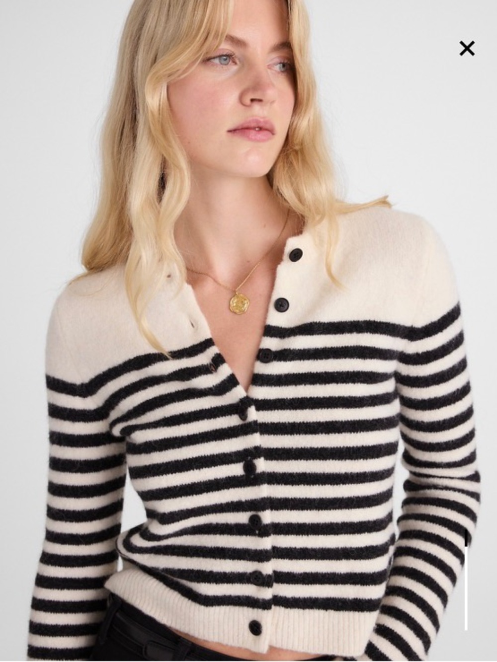NWOT Madewell CloudSoft Shrunken Cardigan Biscuit And Grey Stripe